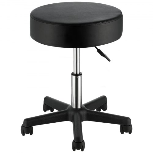 Adjustable Height Rolling Stool with Wheels 400LB Capacity Thick Cushion Swivel